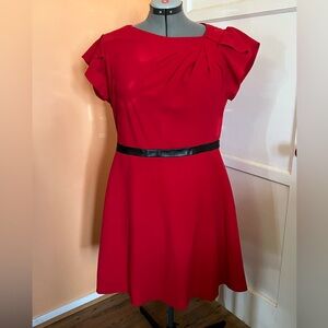 Calvin Klein Red Dress with Black Accent